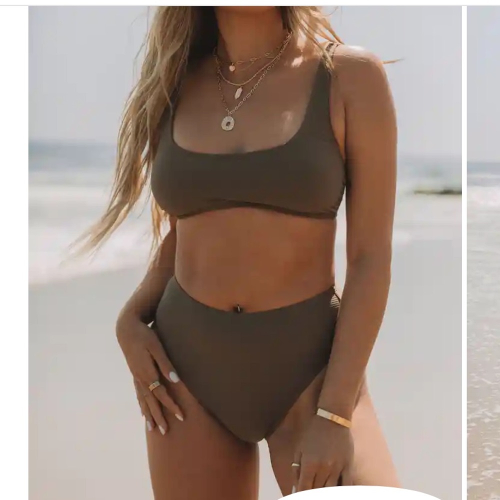 Vici Bikini-Granite- Scoop Top & High waisted cheeky bottoms